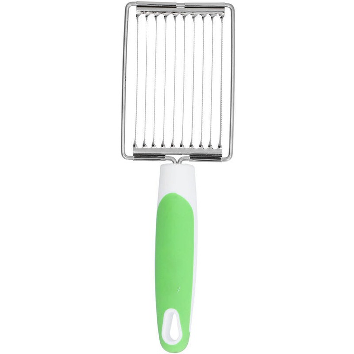 Feliator carne / taietor manual, otel inoxidabil, maner ergonomic antiderapant PP/TPR, lame incizate pentru felii uniforme, usor de curatat, verde, 1 buc