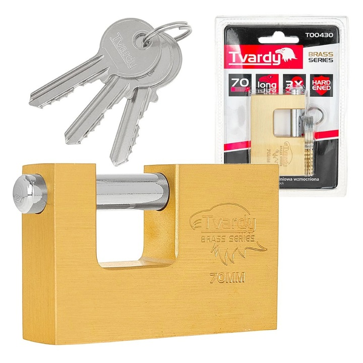 Lacat din alama ranforsat Brass Series, 70 mm, Tvardy T00430