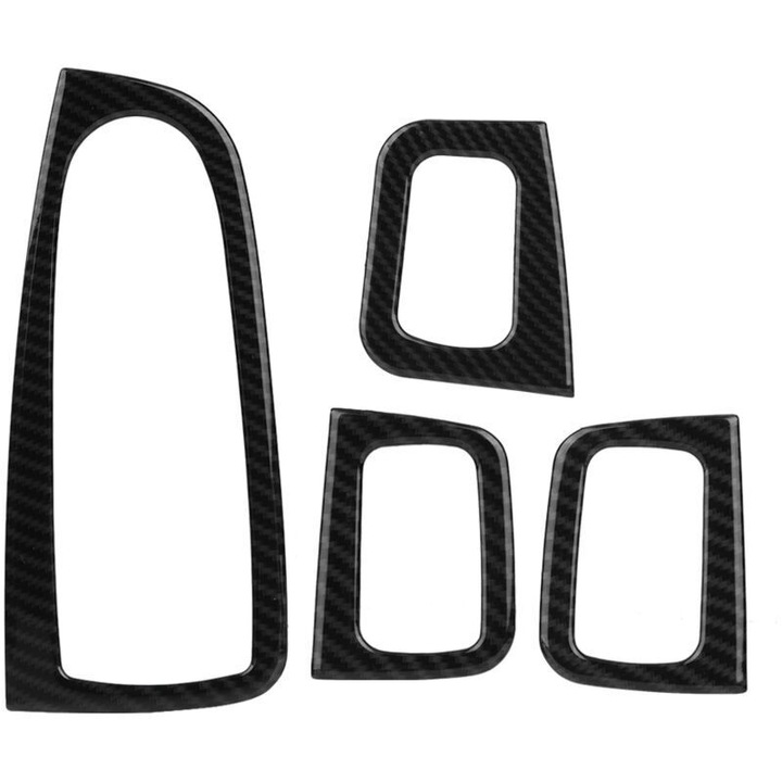 Set capace comutator geam pentru Clasa C W205 2015-2018 / GLC X253 2016-2018, plastic ABS cu aspect fibra de carbon, montaj fara decupaj, negru, 4 piese