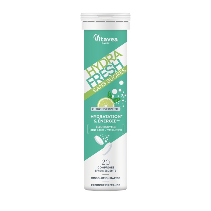 Electroliti Hydrafresh lamaie, verbina. Hidratare, energie, 20 tablete efervescente