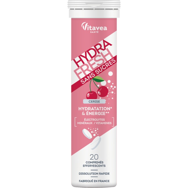 Electroliti Hydrafresh cirese. Hidratare, energie, 20 tablete efervescente