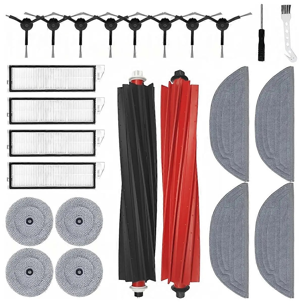 Set accesorii aspirator robot, perii laterale si role, filtre HEPA, lavete, saci praf, plastic, multicolor