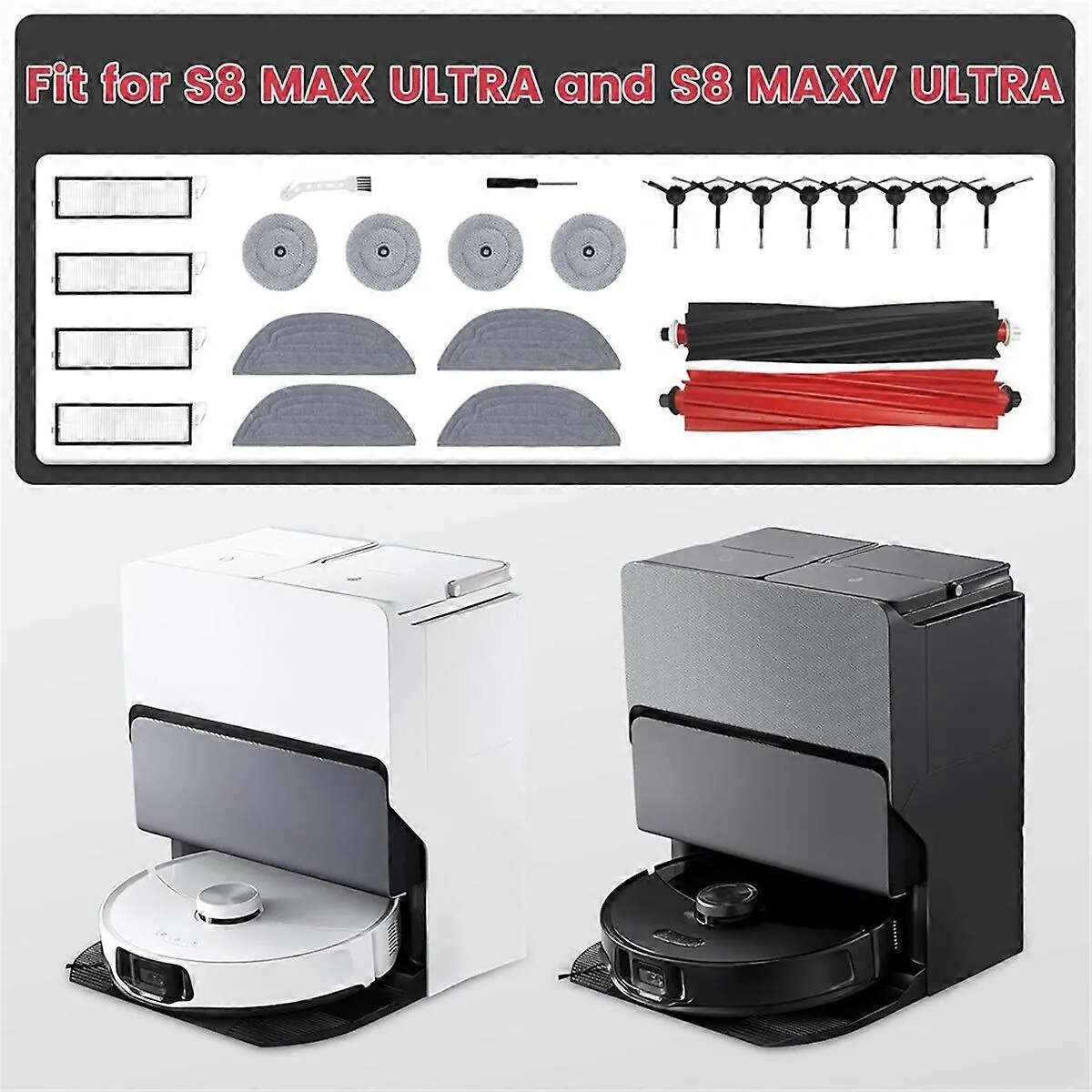 Set accesorii aspirator robot, perii laterale si role, filtre HEPA, lavete, saci praf, plastic, multicolor