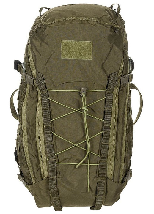 MFH Defence, moduláris Cordura hátizsák kagylóhéj nyitással és két alumínium rúddal megerősített Mission, olív, 30 L