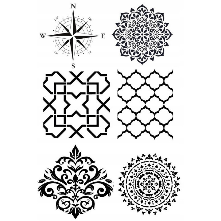 D-CORpro dekoratív sablon Mandala építészeti beton 25x25cm 6 db-os készlet