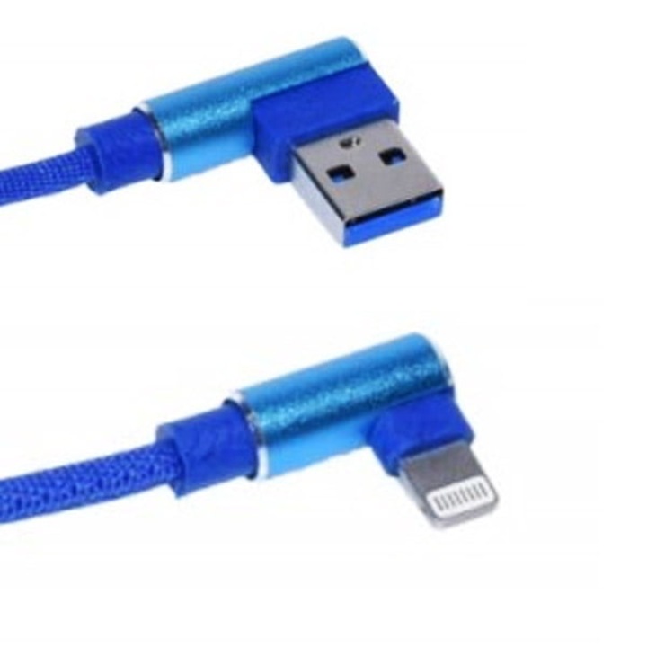 USB adatkábel - iPhone Lighting 90 fokos könyökkel, kék, 1m