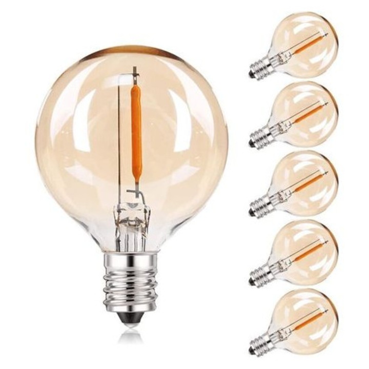 LED izzó G40 E12, 6 db-os készlet, meleg fehér, 40mm, IP65