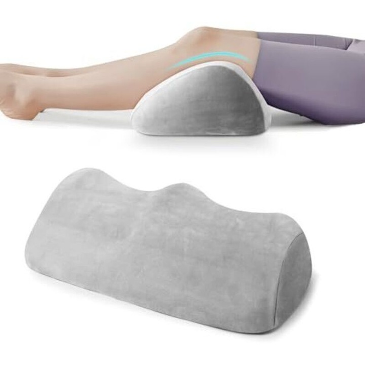 Perna ortopedica pentru genunchi si picioare, suport ergonomic din spuma cu memorie de forma, husa detasabila lavabila, gri, 50 x 30 x 14,5 cm
