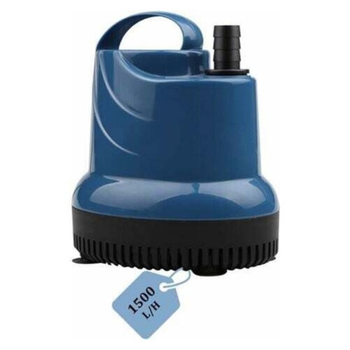 Pompa submersibila mini, pompa de apa 1500 l/h, 20 W, pentru iaz, acvariu si fantana, silentioasa, adancime refulare 1,6 m, albastru