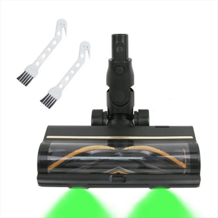 Cap perie rotativa compatibil cu Dreame Z10 Station/Z20 Station/P10/R10 Pro/R20, cu faruri LED pentru zone intunecate, pentru pardoseli dure, usoara si durabila, Negru, 1 buc