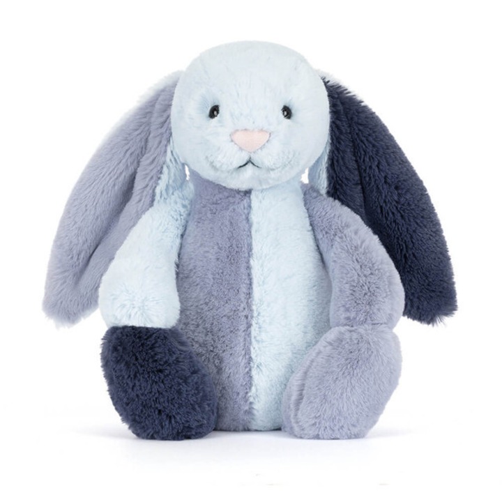 Jellycat hullámmintás plüss nyuszi, puha, rövid, felhőszerű plüssből készült, nyugtató és megnyugtató, 31×12×9 cm, kék