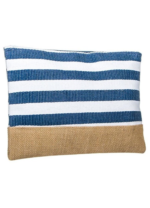 Portfard de Paie cu Dungi Bleu Bej 32x22cm