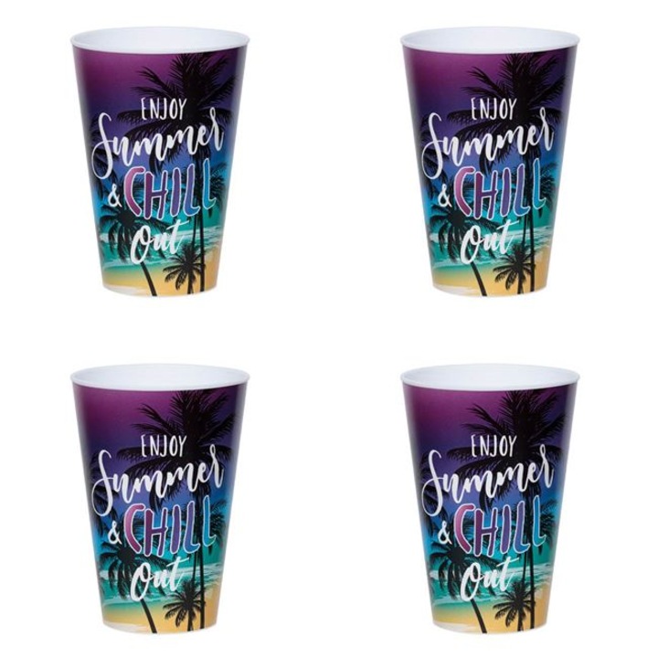Színes műanyag poharak Enjoy Summer 400ml - 4db