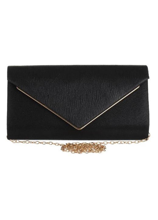 Poseta Neagra Lucioasa cu Lant pentru Femei 22x5x11cm