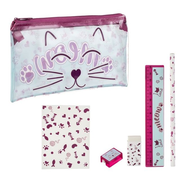 Set Scoala cu Penar Model Pisica - 6 piese