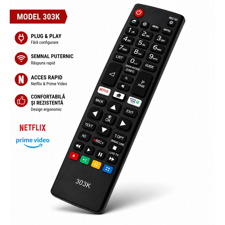 LG Smart TV kompatibilis távirányító 303K VARENTIS™, Netflix és Prime Video