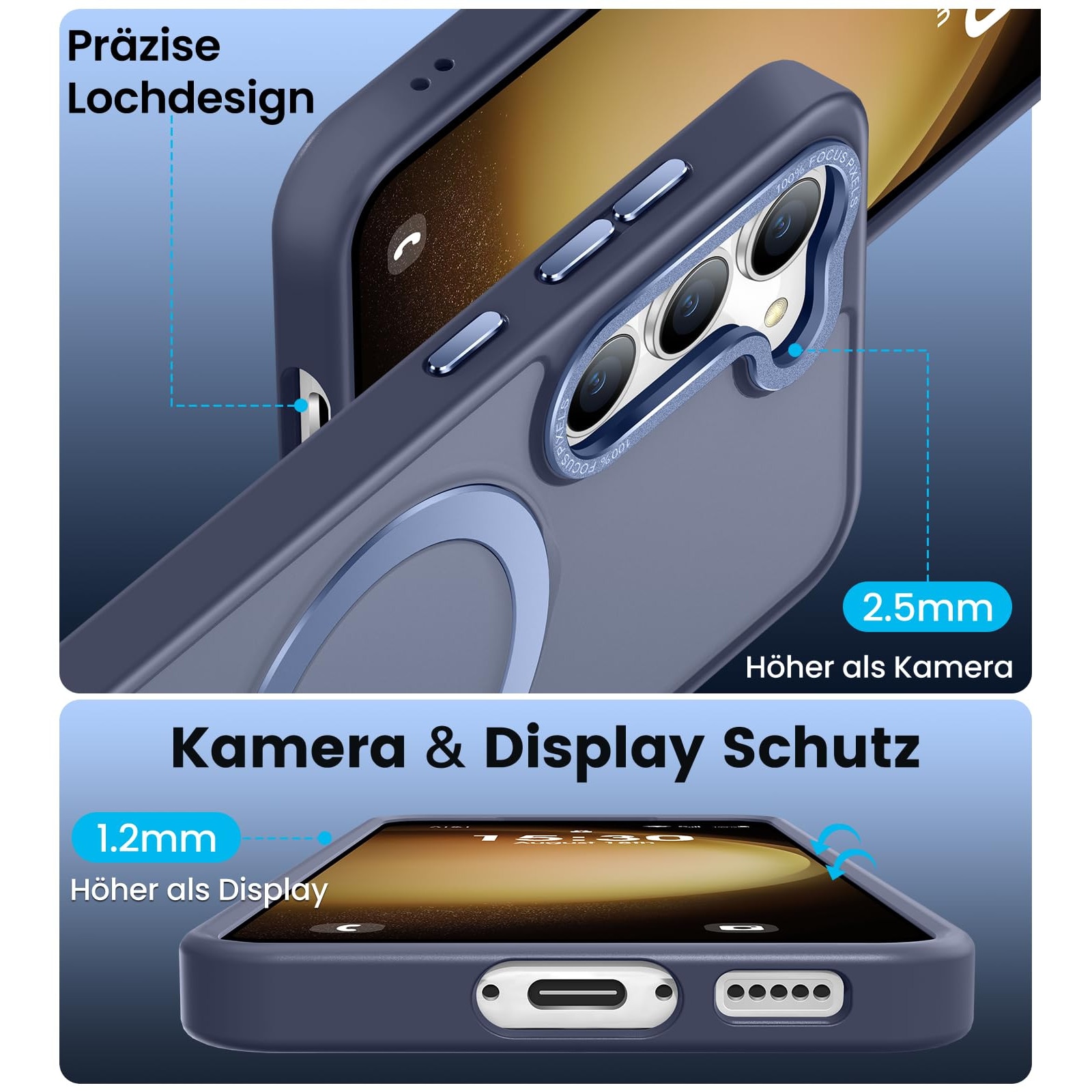 Husa Telefon Pentru Samsung Galaxy S23 Plus, Protectie Militara La Socuri, Stand Magnetic Integrat, Albastru Marin