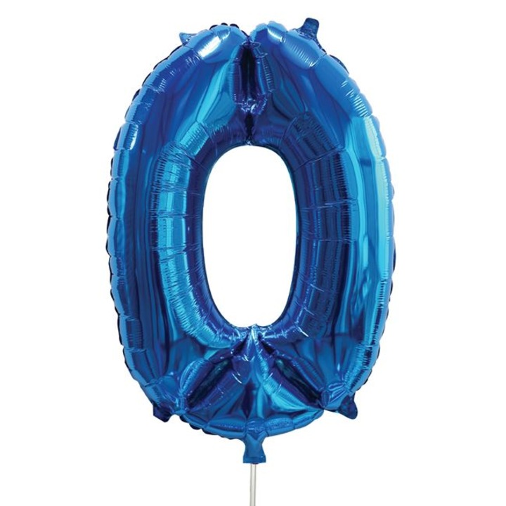 Fólia Party Léggömb, Metálkék, 0-ás szám - 60cm
