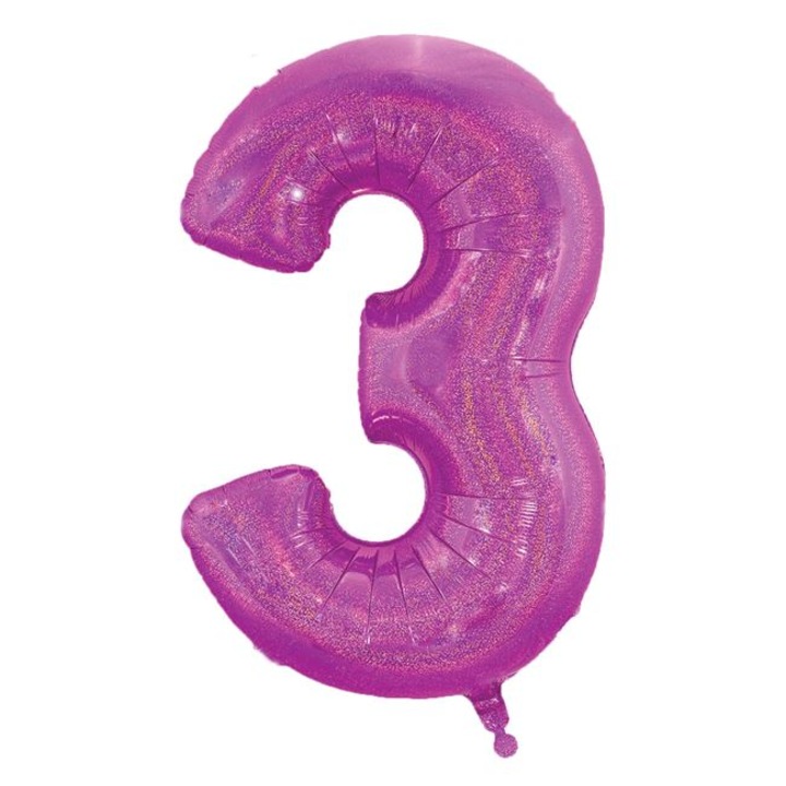 Fukszia Holografikus Fólia Parti Léggömb Nr.3 - 60cm