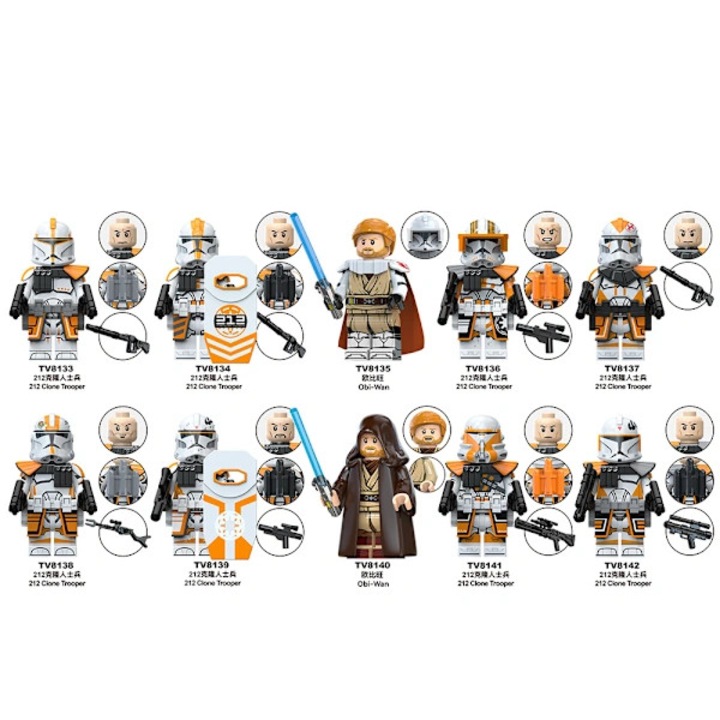 Set 10 figurine mini, clone trooper Obi-Wan, 4.5 cm, multicolor