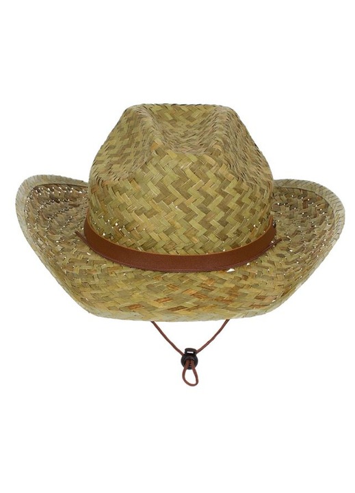Palarie Unisex din Paie Farmer cu Curea Maro PU