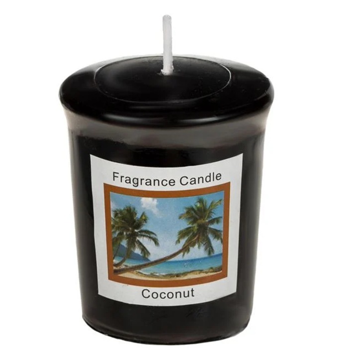 Lumanare Parfumata Votive Neagra cu Aroma de Nuca de Cocos Ø4.5x5cm