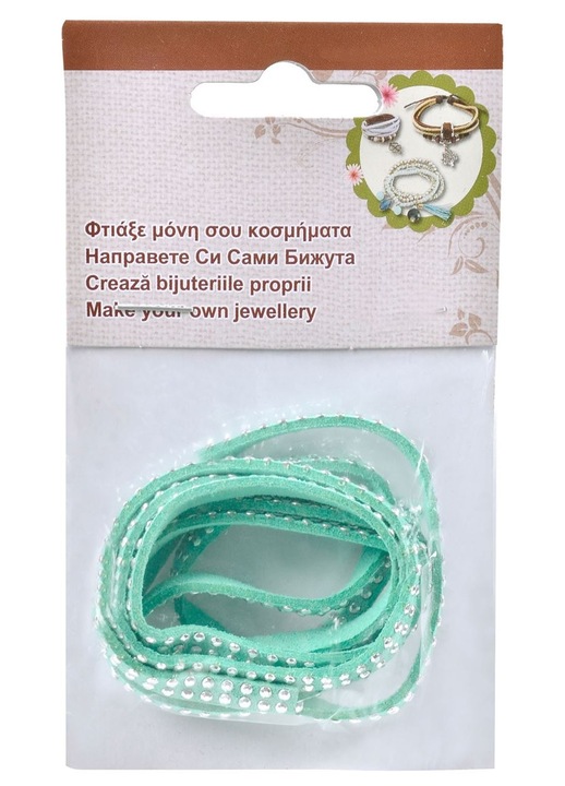 Siret Sued Verde cu Doua Randuri de Strass 100cm