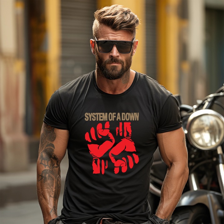 Tricou cu imprimeu System of a down negru XL Oktane