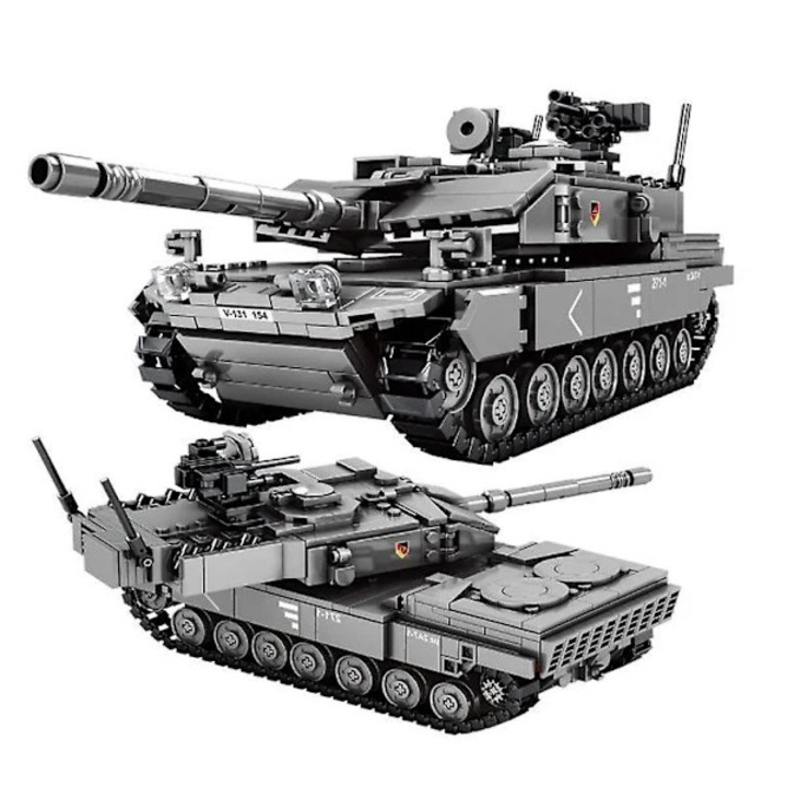Комплект за конструиране на военен танк, играчка от екологични ABS блокчета, за сглобяване "Направи си сам" с инструкции, Сив, 1 комплект