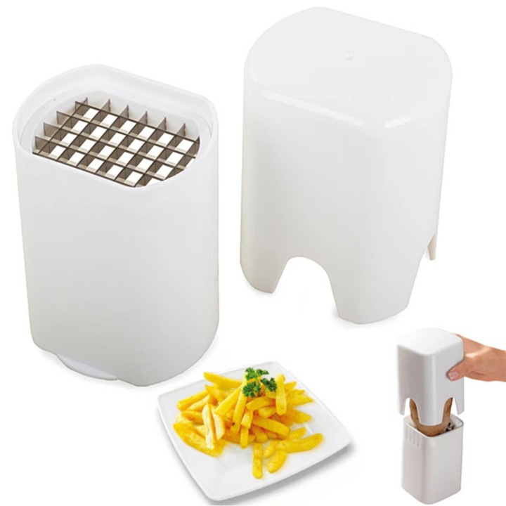Taietor manual pentru cartofi pai si legume, lame din otel, capacitate mare, 13.5 x 10 x 8 cm, Plastic si Metal, Alb
