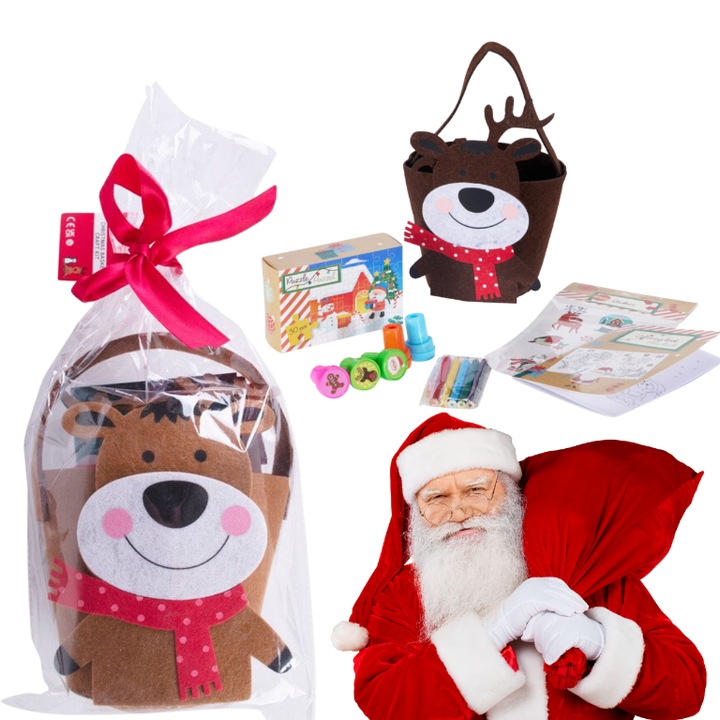 Set creativ de Craciun pentru copii CADOU DIY Craciun cos RENI