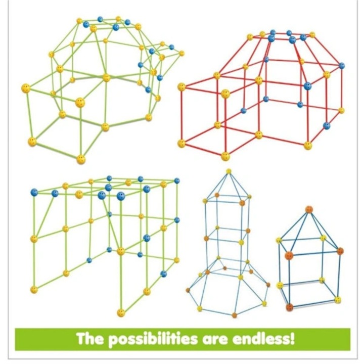 Set de constructie forturi STEM, creativ, ghid pas cu pas, multicolor, dimensiuni variabile