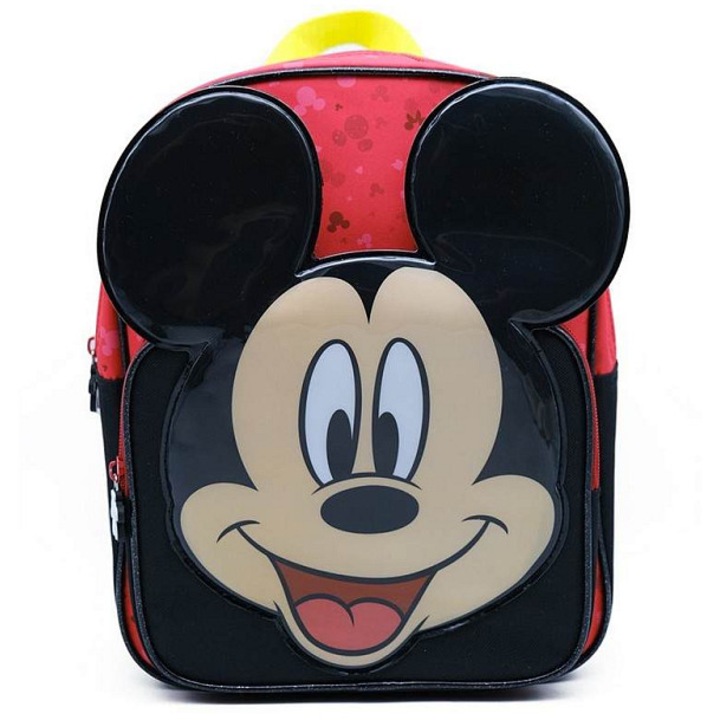 MaDe, gyermek hátizsák poliészterből 3D mintával, 2 zsebbel és állítható pántokkal, Mickey, többszínű, 28x10x23 cm