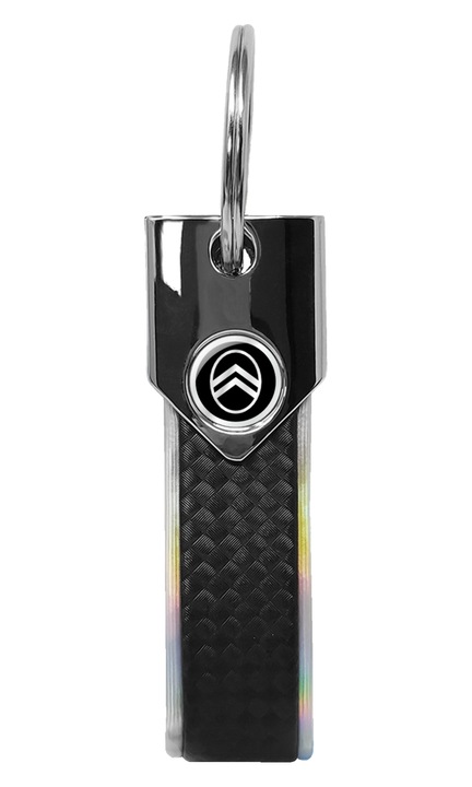 Holografikus ezüst Citroën Carbon kulcstartó új fekete logóval