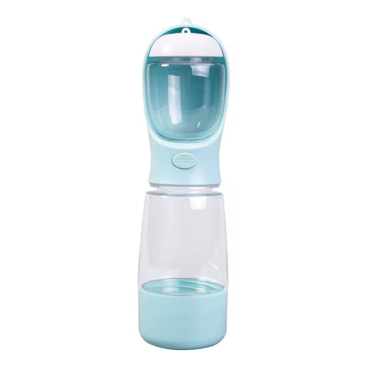 Sticla portabila 3 in 1 pentru animale – Dispenser apa, container mancare si suport pungi igienice