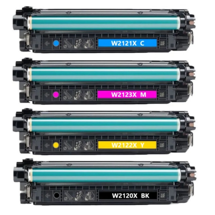 Комплект 4 тонер касети EuroPrint, съвместими с HP W2120X W2121X W2122X W2123X 212X, с чип, черен, циан, магента, жълт, 43.000 страници, за HP Colour Laser Jet Enterprise MFP M578c, M554dn, M555dn, M555x, M578dn, M578f