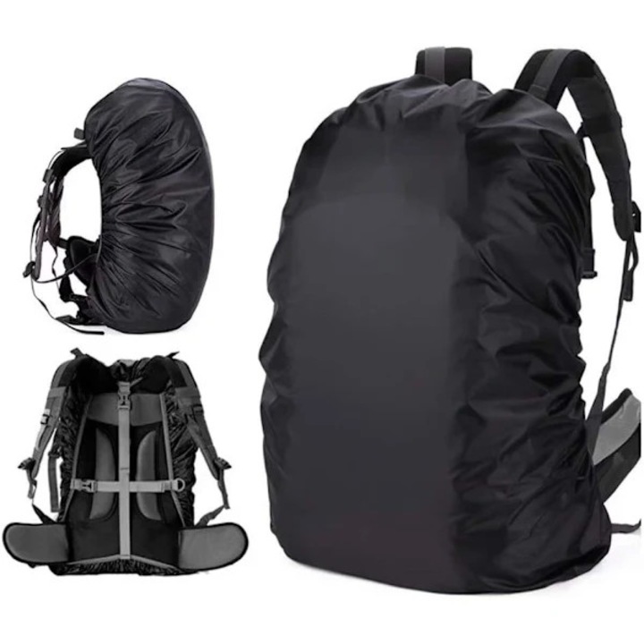 Vízálló hátizsák huzat 55-60L, dupla ripstop konstrukció 1350mm PU réteggel, állítható csúszásgátló csattal, kopásálló, fekete, 1 db