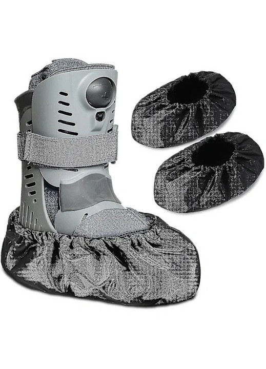 Huse pentru pantofi, pereche, din material impermeabil, reutilizabile, antiderapante, cu suport pentru glezna, Negru, L