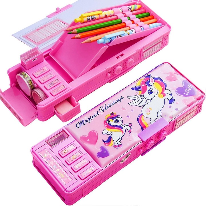 Penar multifunctional cu capacitate mare, cod de siguranta, 24.5x8.5cm, multicolor