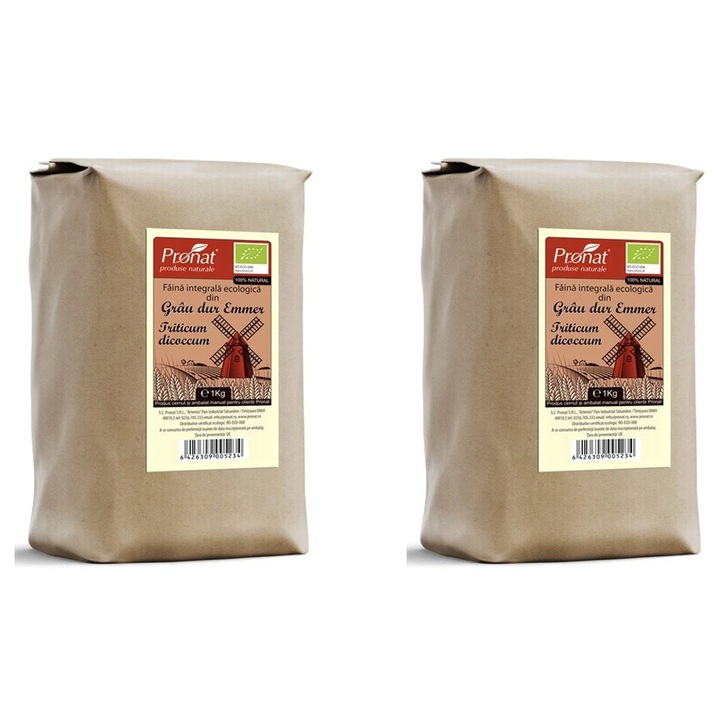 2 x Faina integrala bio din grau Emmer 1kg Pronat