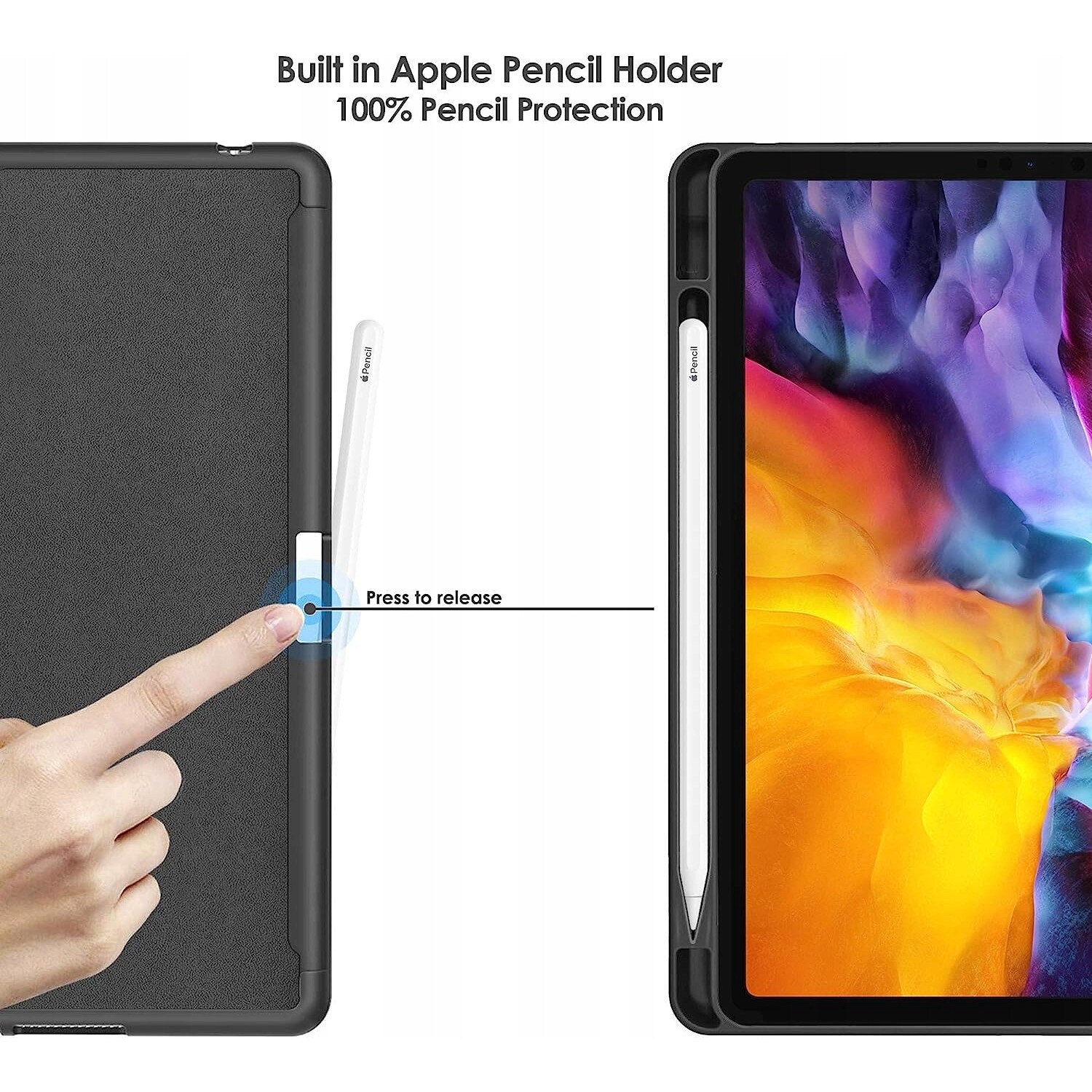 Etui pentru iPad Pro 11 (3/4 gen) si iPad Air (4/5 gen), textil, compatibil cu modelele A2759/A2761/A2435/A2377/A2459/A2301/A2588/A2589/A2591/A2324/A2072/A2325/A2316, cu buzunar pentru accesorii si inchidere, Rosu, 1 buc