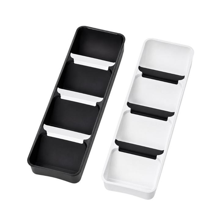 Evőeszköz Rendzező Tartó, FONIX CompactFit, 4 Rekesz, Helytakarékos Kialakítás, Porvédelem, Méretek 12.5x38.5x5 cm, Rejtélyes Szín