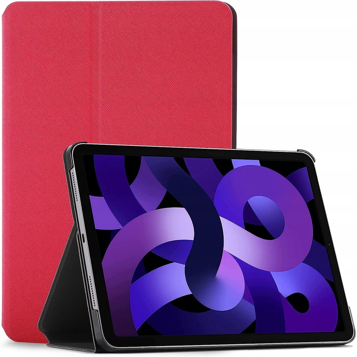 Etui compatibil cu iPad Air 5/4 10.9, A2589 A2072, tip book cu inchidere si functie stand, roz, 1 buc, 247.6 x 178.5 x 6.1 mm