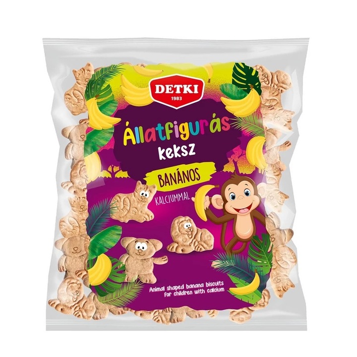 Biscuiti cu banane in forma de animale Detki, 160g