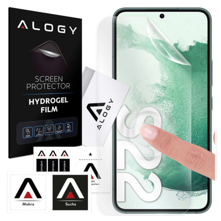 Folie hidrogel protector de ecran Alogy pentru Samsung Galaxy S22, auto-regeneranta, ultra subtire, transparenta, 1 buc