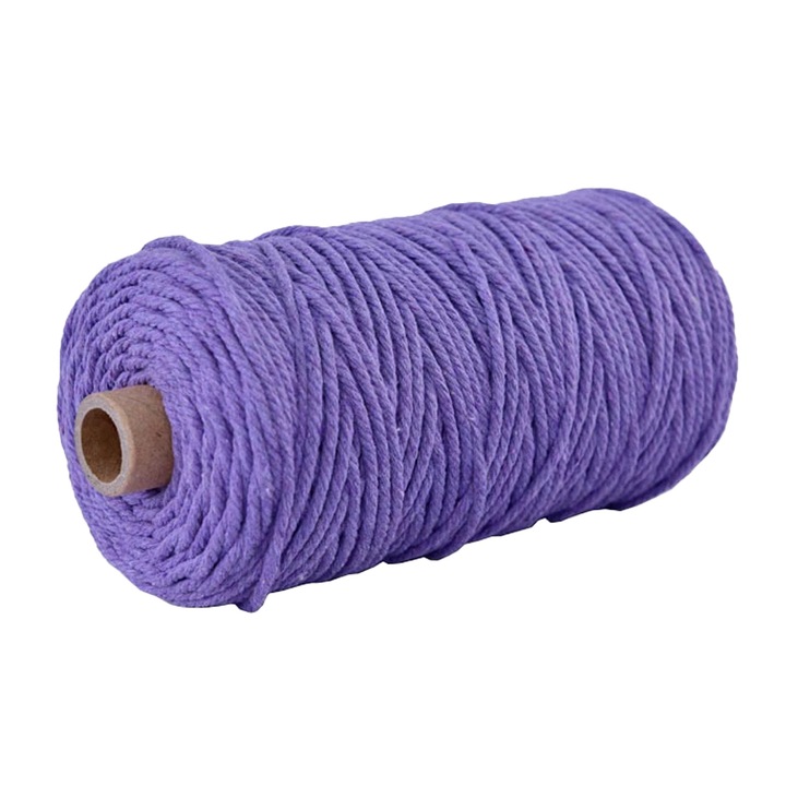 Makramé zsinór/kötél 3mm poliészterből, sodrott, ellenálló, lila, 110 yard