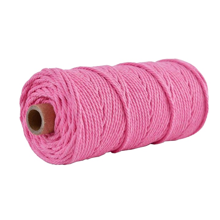 Poliészter zsinór/kötél 3 mm, sodrott, strapabíró, makraméhoz és varráshoz, Rózsaszín, 110 yard