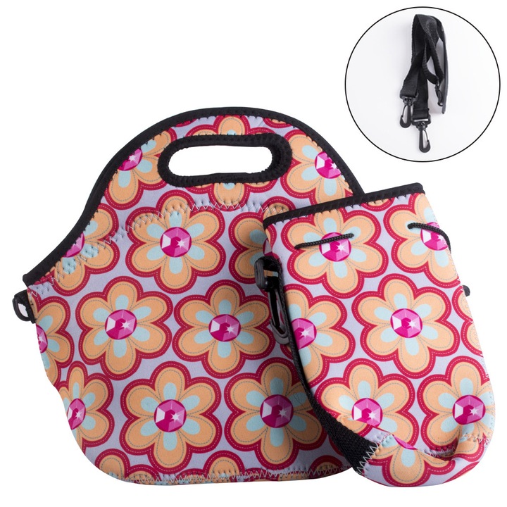 Neoprén hőszigetelt ebédtáska 30x28.5x16.5cm többszínű