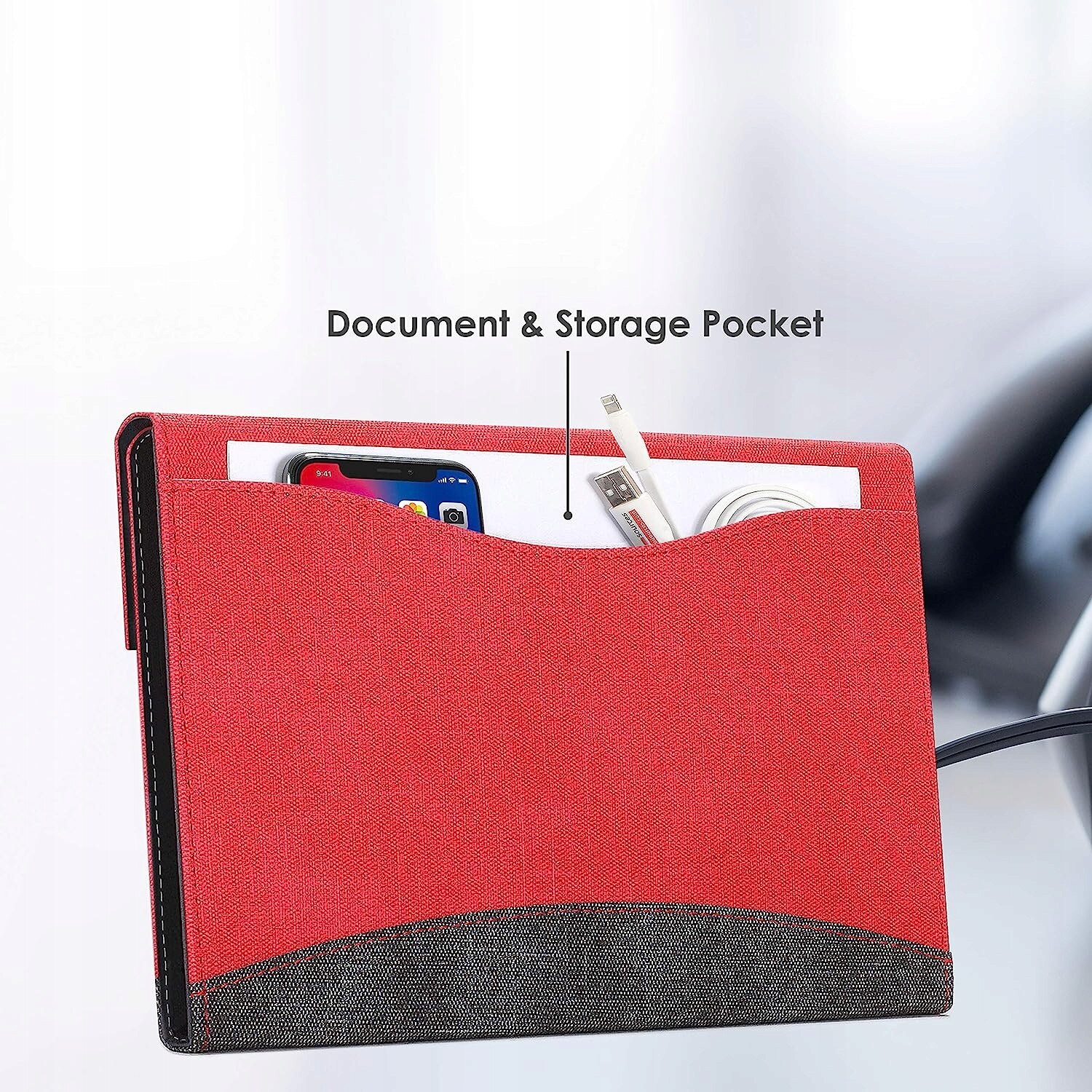 Etui pentru iPad Pro 11 (3/4 gen) si iPad Air (4/5 gen), textil, compatibil cu modelele A2759/A2761/A2435/A2377/A2459/A2301/A2588/A2589/A2591/A2324/A2072/A2325/A2316, cu buzunar pentru accesorii si inchidere, Rosu, 1 buc