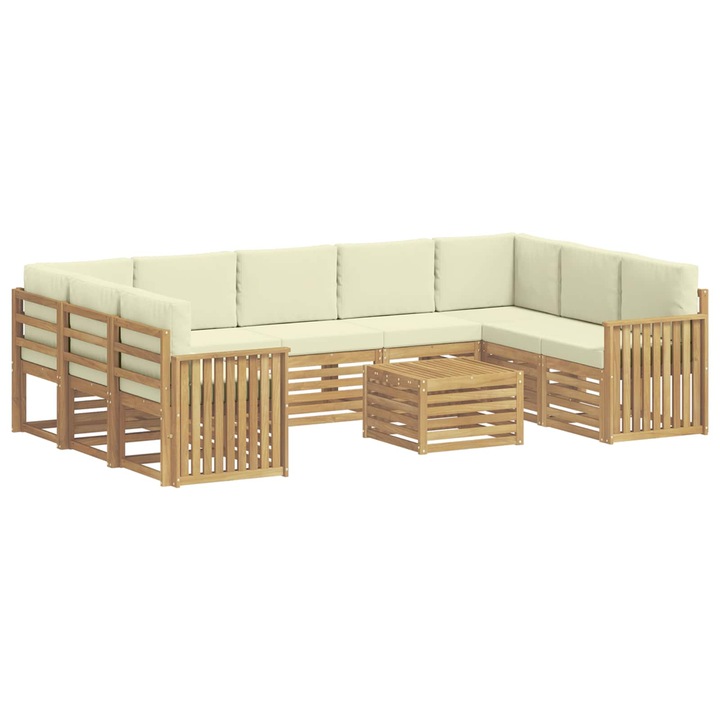 Set de canapele de exterior 10 pcs vidaXL, Alb si crem 59 x 59 x 37 cm